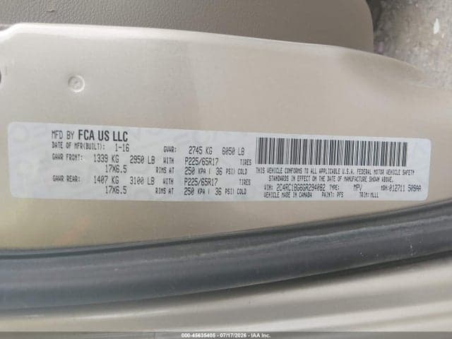 2016 CHRYSLER TOWN & COUNTRY TOURING 9