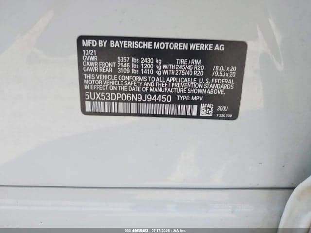 2022 BMW X3 XDRIVE30I 9