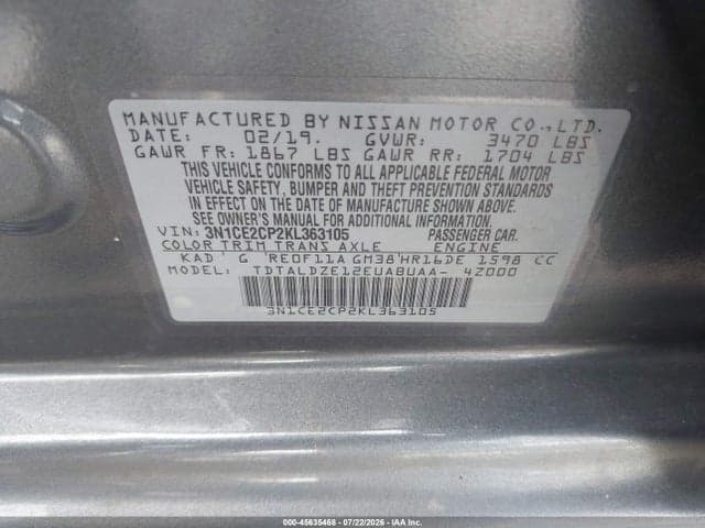 2019 NISSAN VERSA NOTE SV 9