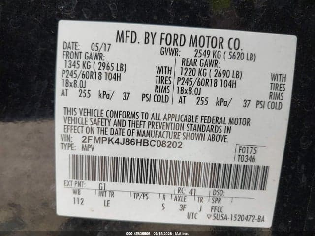 2017 FORD EDGE SEL 9