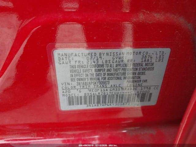 2019 NISSAN SENTRA SR 9