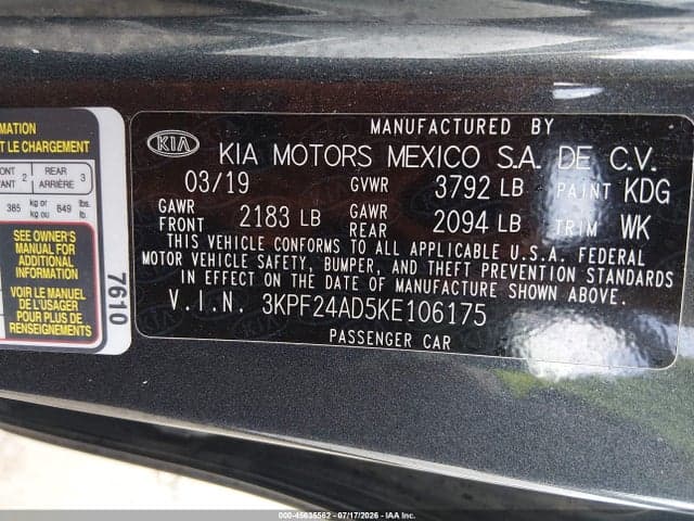 2019 KIA FORTE LXS 9