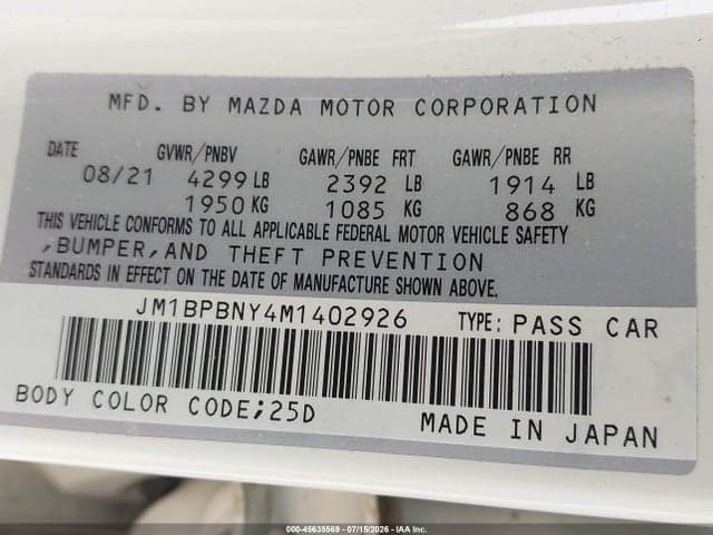 2021 MAZDA MAZDA3 2.5 TURBO PREMIUM PLUS 9