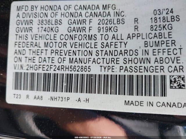 2024 HONDA CIVIC LX 9