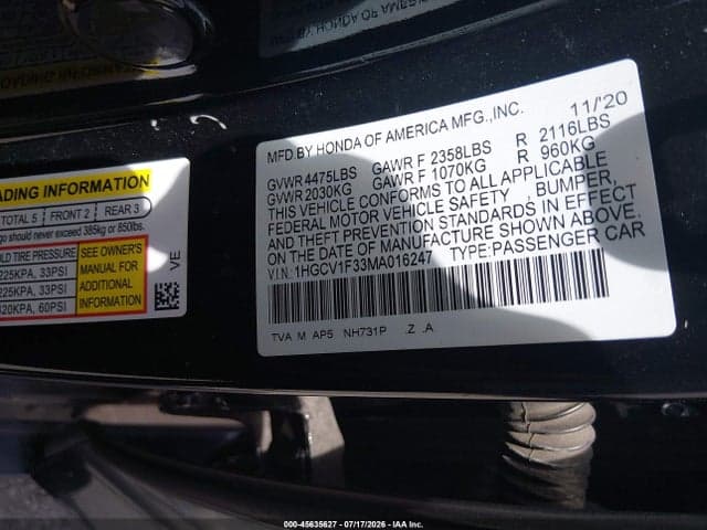 2021 HONDA ACCORD SPORT 9