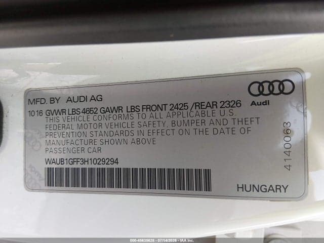 2017 AUDI S3 PREMIUM PLUS 9