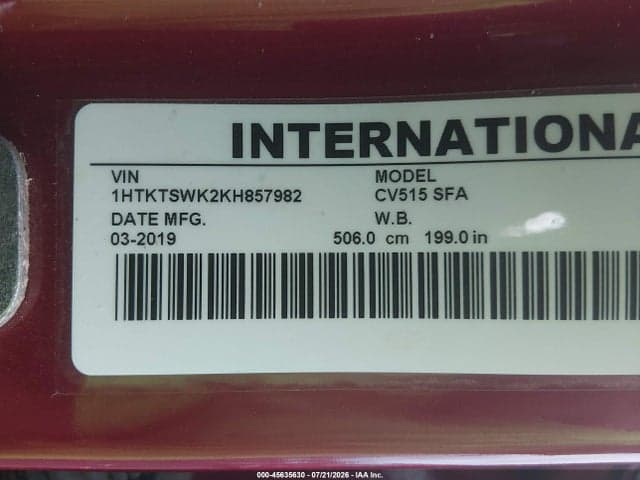 2019 INTERNATIONAL CV 8