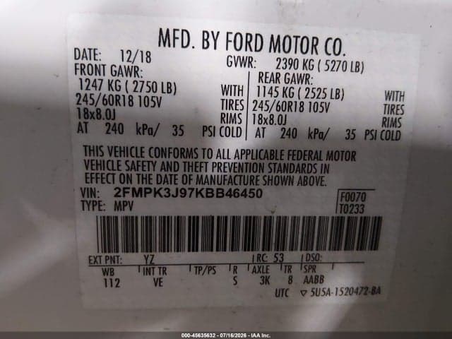 2019 FORD EDGE SEL 9