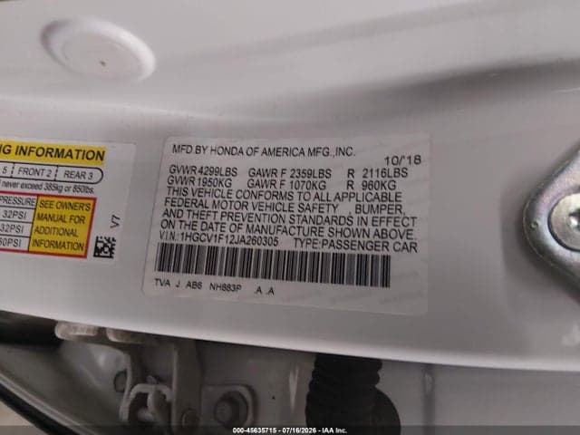 2018 HONDA ACCORD LX 9
