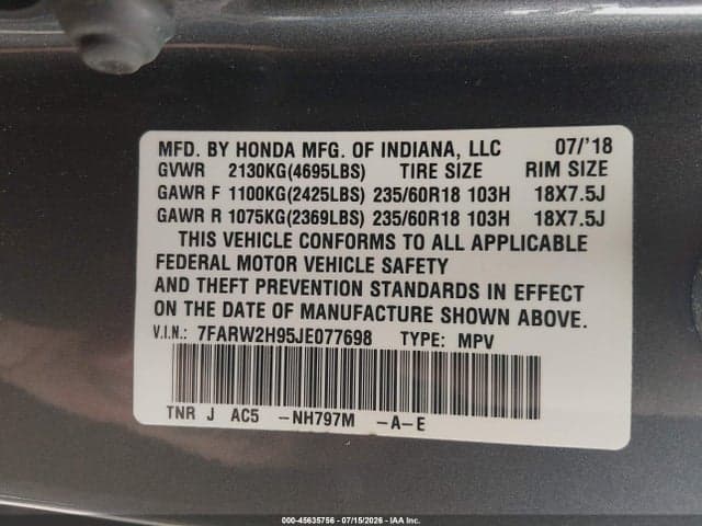 2018 HONDA CR-V TOURING 9