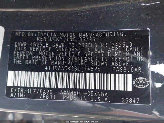 2025 TOYOTA CAMRY LE 9