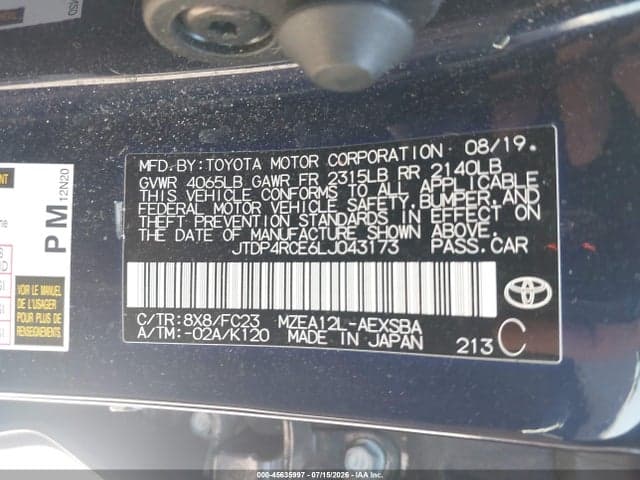 2020 TOYOTA COROLLA SE 9