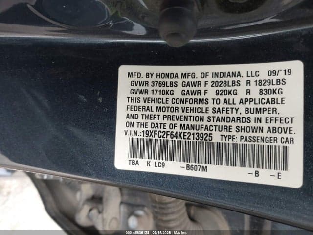 2019 HONDA CIVIC LX 9