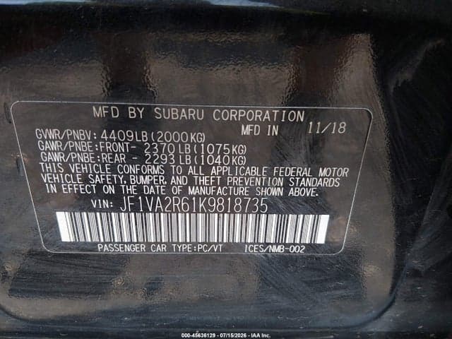 2019 SUBARU WRX STI 9