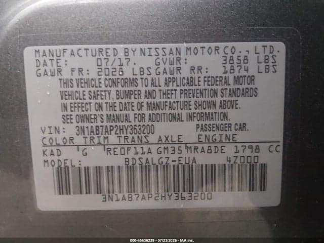 2017 NISSAN SENTRA SL 9