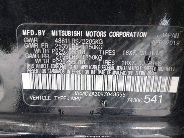 2019 MITSUBISHI OUTLANDER ES 9