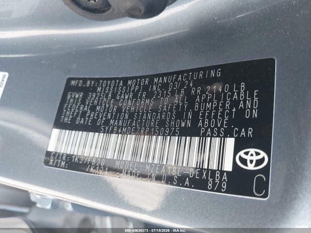 2024 TOYOTA COROLLA LE 9