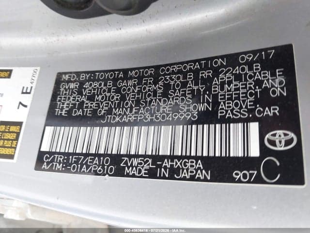 2017 TOYOTA PRIUS PRIME PREMIUM 9