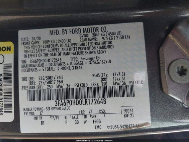2020 FORD FUSION SE 9