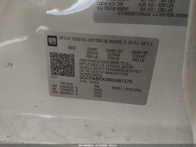 2022 CHEVROLET SILVERADO 1500 2WD SHORT BED CUSTOM 9
