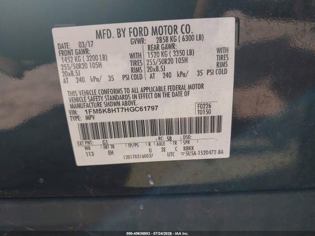 2017 FORD EXPLORER PLATINUM 9