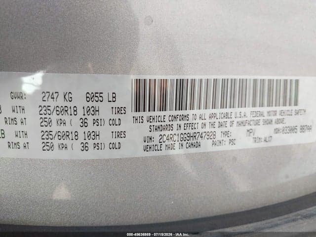 2017 CHRYSLER PACIFICA LIMITED 9