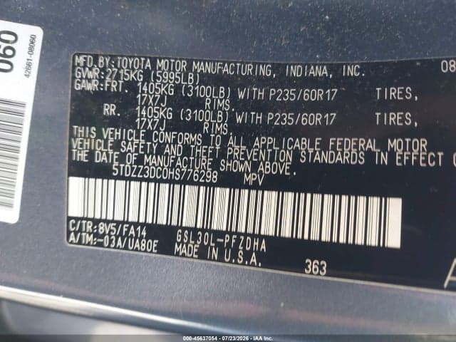 2017 TOYOTA SIENNA L 7 PASSENGER 9
