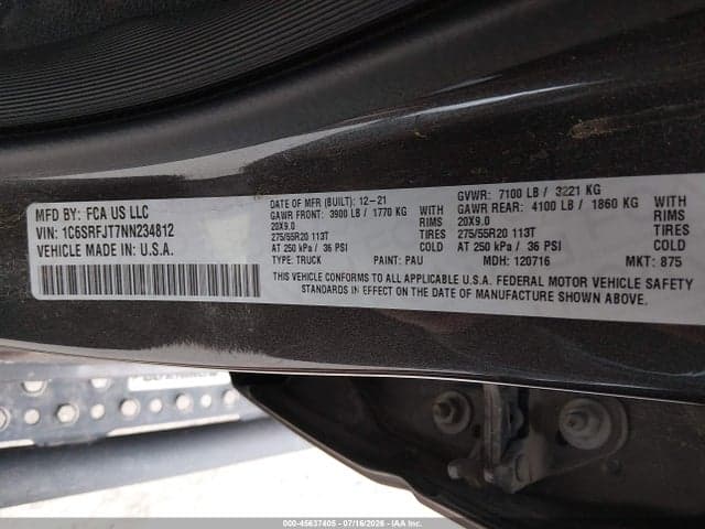 2022 RAM 1500 LARAMIE 4X4 5'7 BOX 9