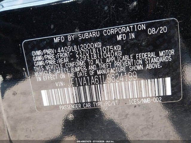 2020 SUBARU WRX 9