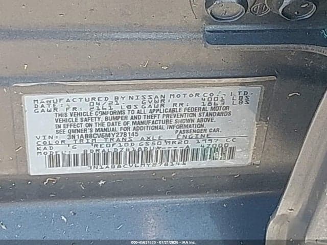 2021 NISSAN SENTRA SV XTRONIC CVT 9