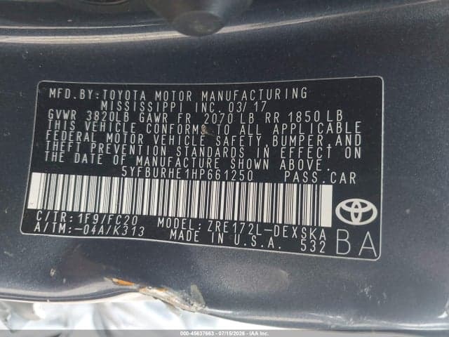 2017 TOYOTA COROLLA SE 9