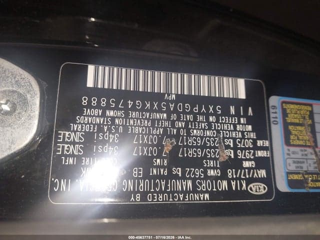 2019 KIA SORENTO 3.3L LX 9