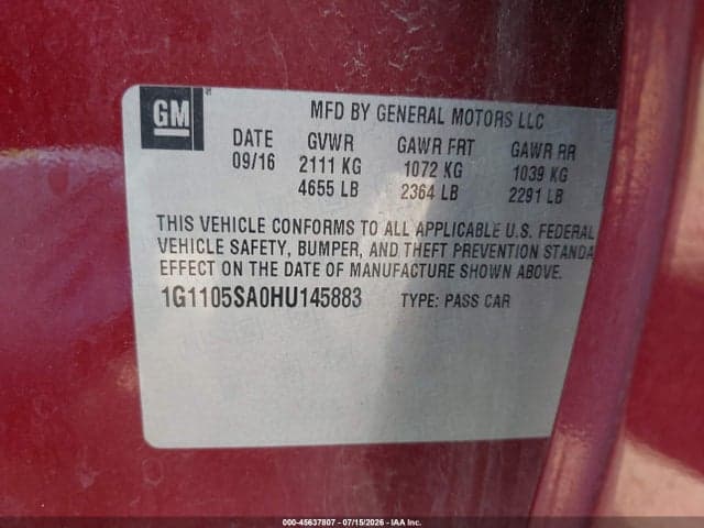 2017 CHEVROLET IMPALA 1LT 9