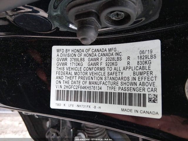 2019 HONDA CIVIC LX 9