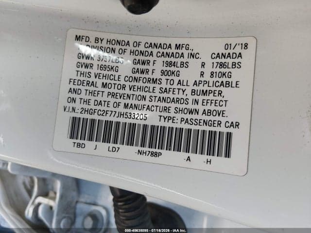 2018 HONDA CIVIC EX 9