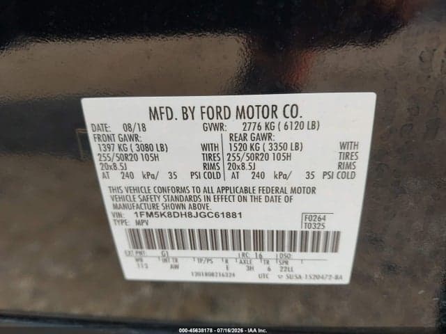 2018 FORD EXPLORER XLT 9