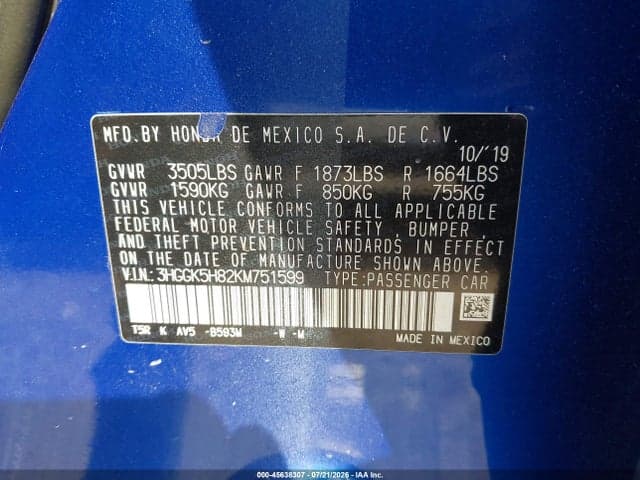 2019 HONDA FIT EX 9