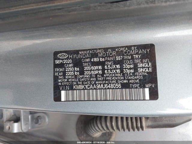 2021 HYUNDAI KONA SE 9