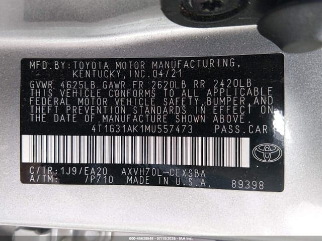 2021 TOYOTA CAMRY SE HYBRID 9