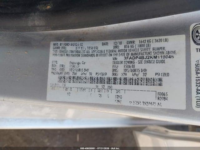 2019 FORD FIESTA SE 9