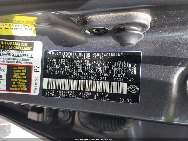 2017 TOYOTA CAMRY SE 9