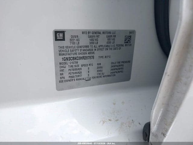 2017 CHEVROLET TAHOE LT 5