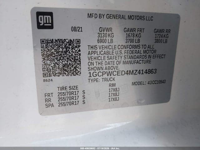 2021 CHEVROLET SILVERADO 1500 2WD SHORT BED LT 9