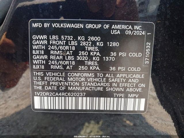 2024 VOLKSWAGEN ATLAS 2.0T SE 9