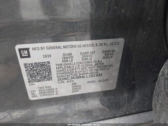 2020 CHEVROLET TRAX FWD LS 9