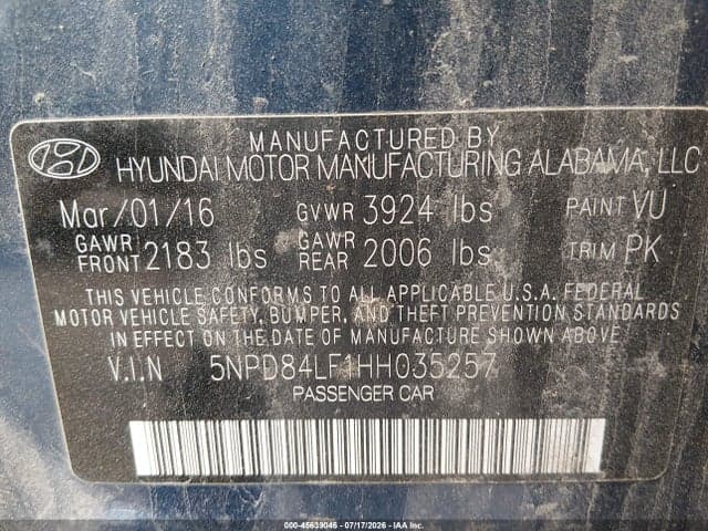 2017 HYUNDAI ELANTRA SE 9