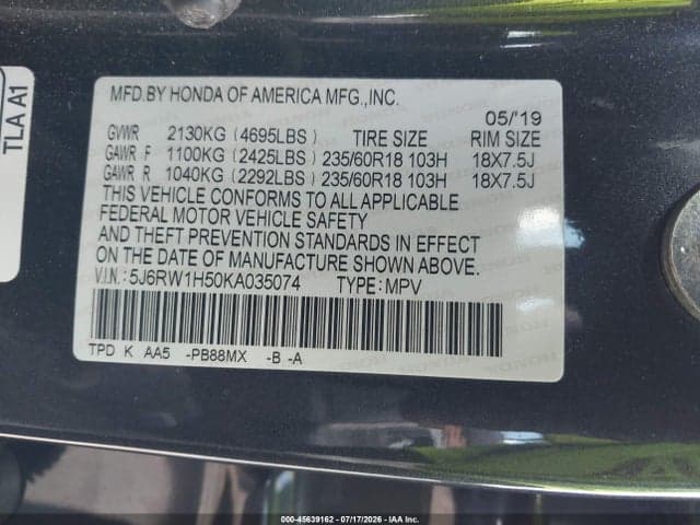 2019 HONDA CR-V EX 9