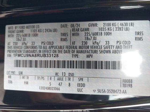 2024 FORD ESCAPE ST-LINE SELECT 9