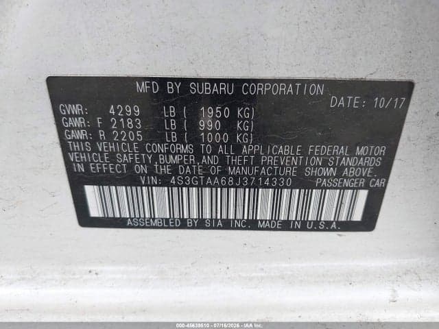 2018 SUBARU IMPREZA 2.0I 9