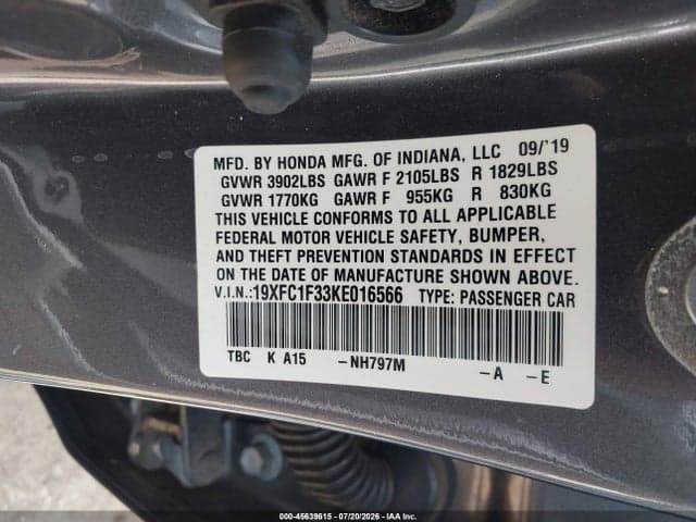2019 HONDA CIVIC EX 9